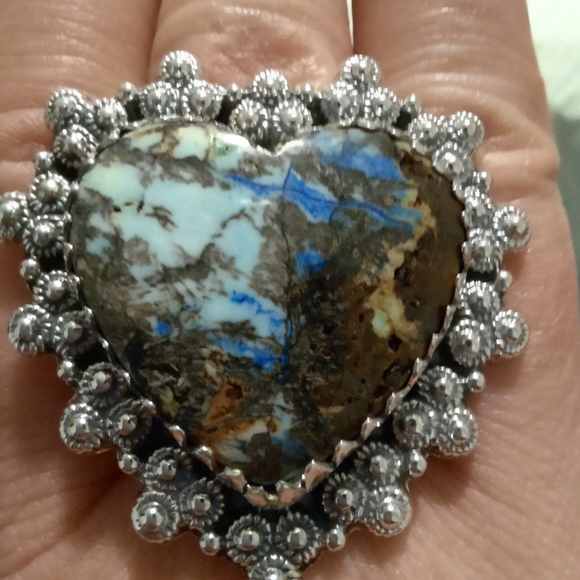 925 Sterling Silver Genuine Russian Azurite Ring - Picture 9 of 11